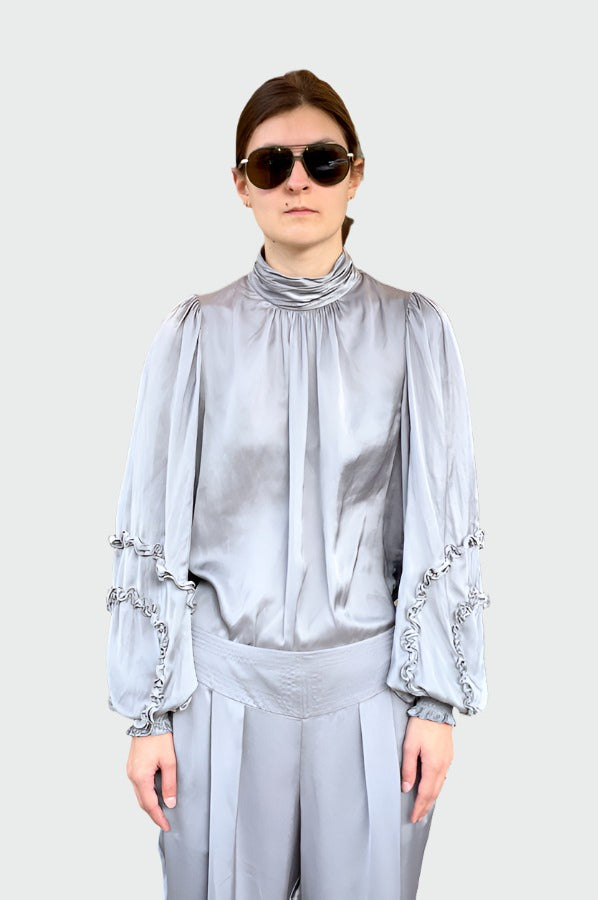 Carissa Mock Neck Blouse - Slate Grey by Ramy Brook | 25 South Boutiques