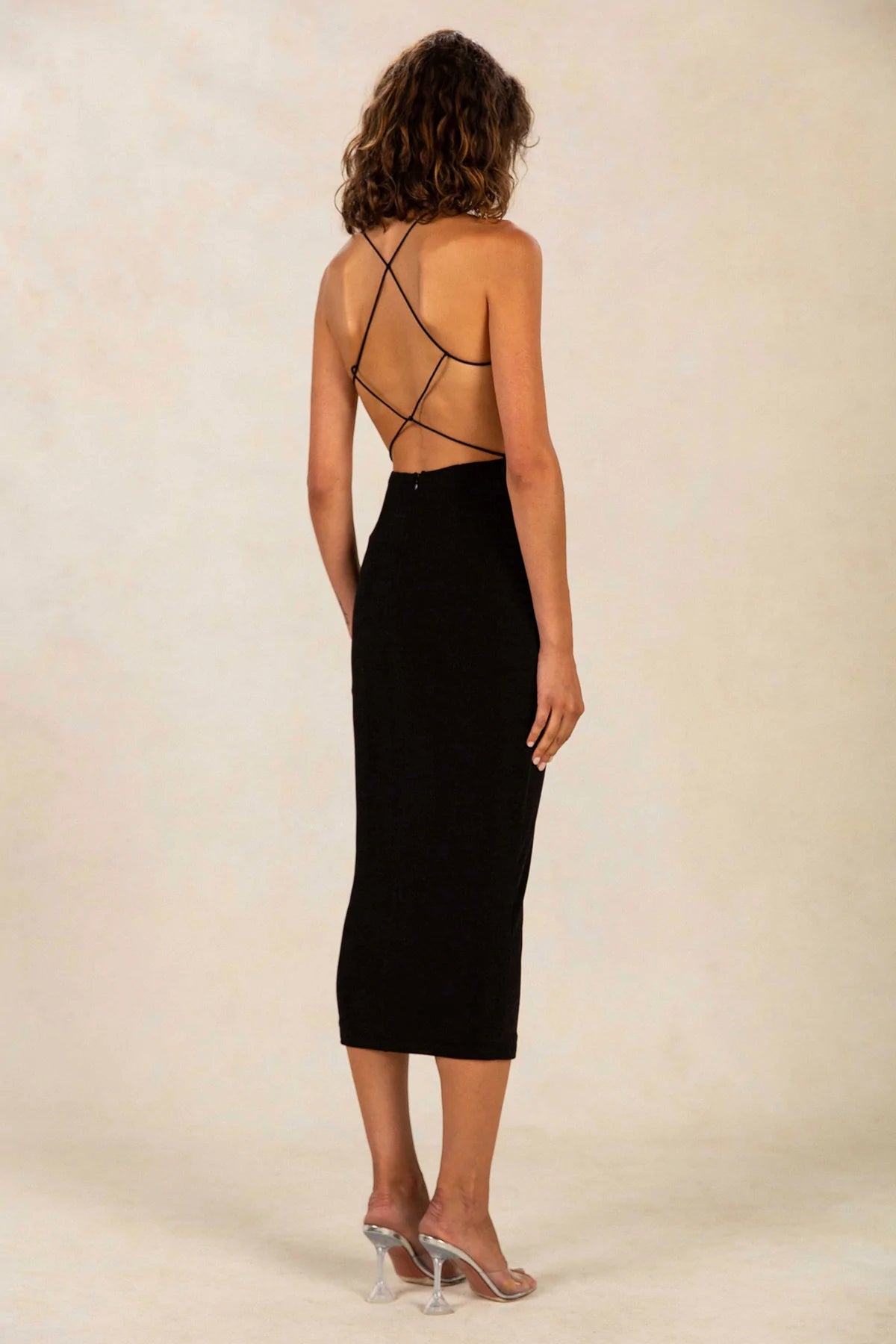 Rebekah Slinky Jersey Midi Dress - Black by Misha — alternate view