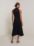 Renzo Pleated Midi Dress - Black by A.L.C — view 3