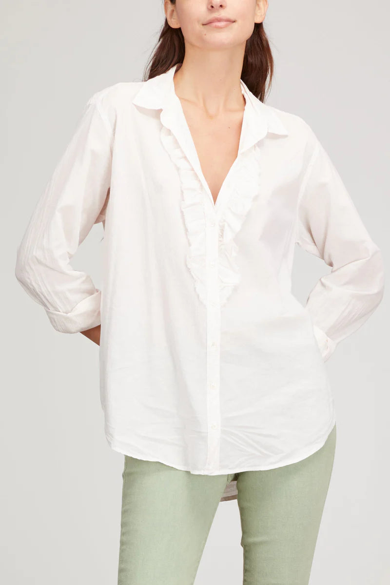 Rhoni Ruffle Shirt - White by Xirena | 25 South Boutiques