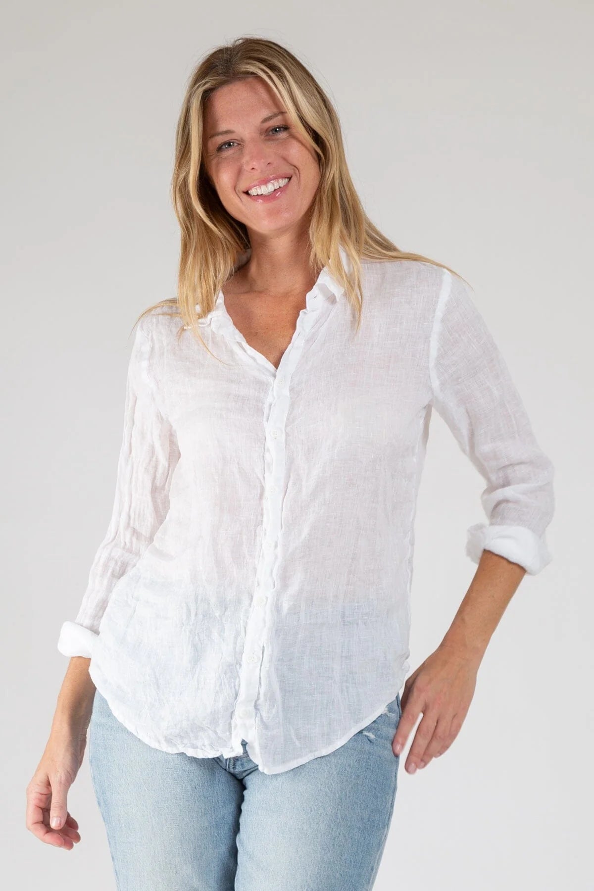 Romy Linen Shirt - White by CP Shades — alternate view