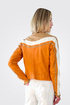 Colorblock Leather Jacket - Amber Multi by Ron Carati — alternate view