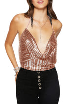 Printed Rosa Halter Tank Top - Rose Gold by Ramy Brook — view 3