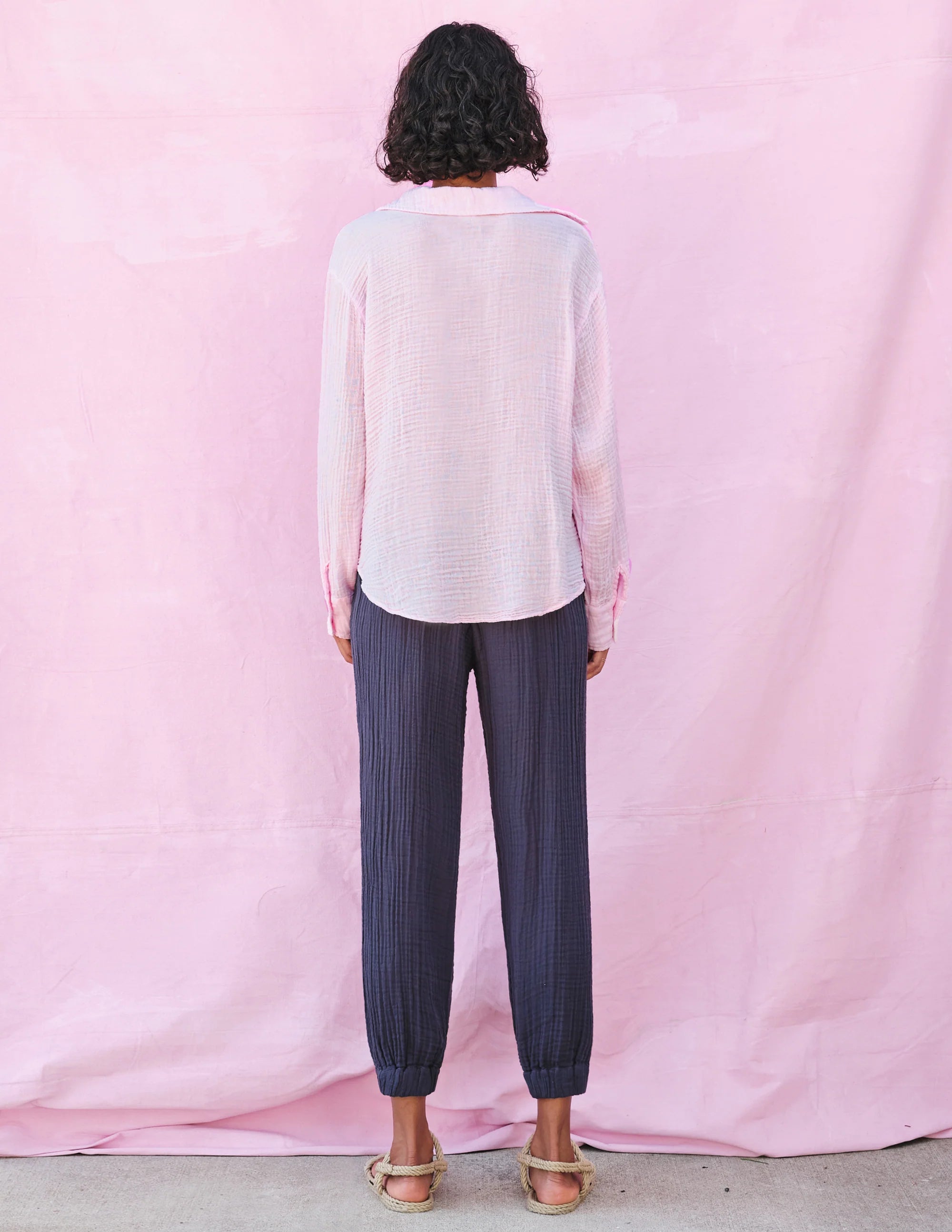 Long Sleeve Button Down Shirt - Rosebud by Sundry — view 5