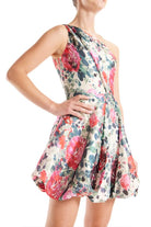 One Shoulder Cocktail Dress - Vermilion Rose by ML Monique Lhuillier — view 6