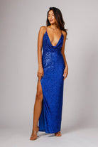 Milena Cowl Neck Sequin Gown - Royal by Jay Godfrey | 25 South Boutiques