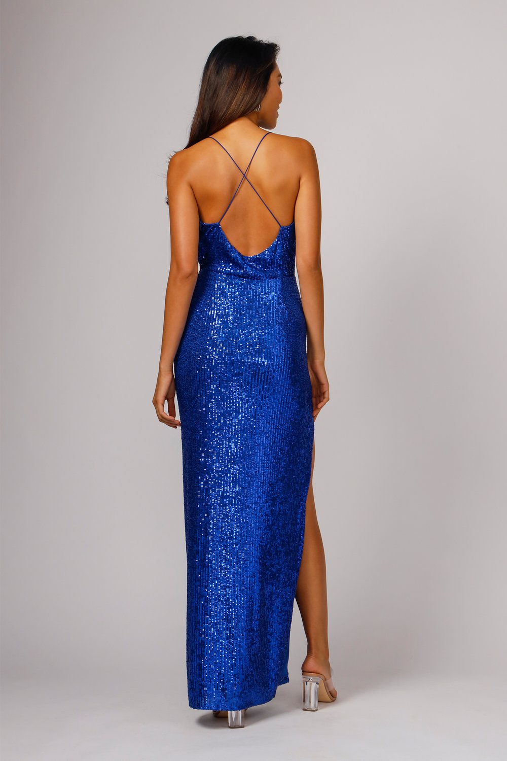 Milena Cowl Neck Sequin Gown - Royal by Jay Godfrey — alternate view
