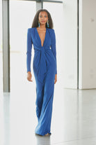 Draped Floor-Length Gown - Cobalt by Badgley Mischka — view 4