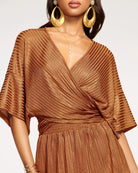 Navia Ribbed Mini Dress - Copper Foil by Ramy Brook — view 4