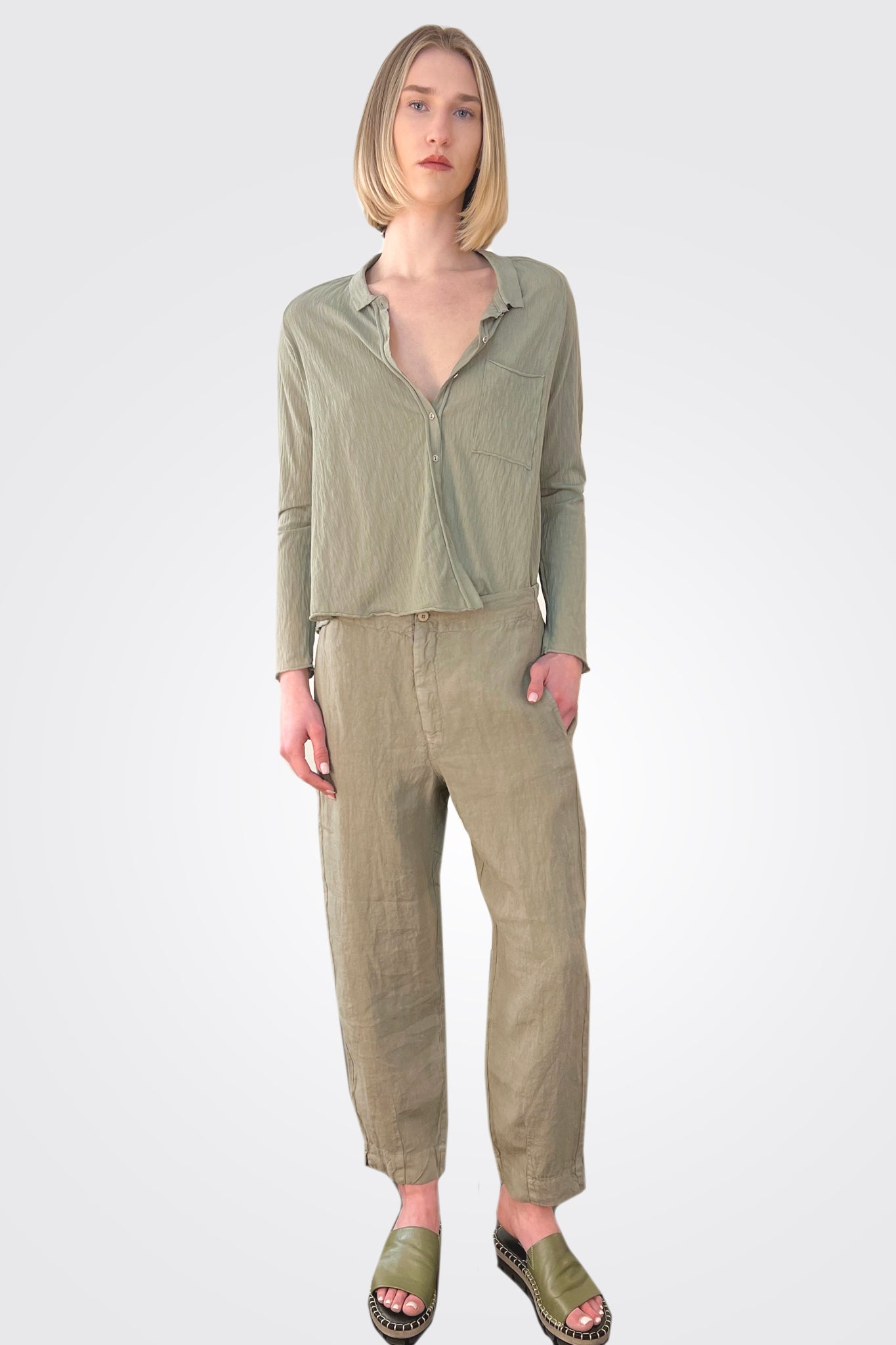 Linen Comfort Trousers - Sage by Transit Par-Such | 25 South Boutiques