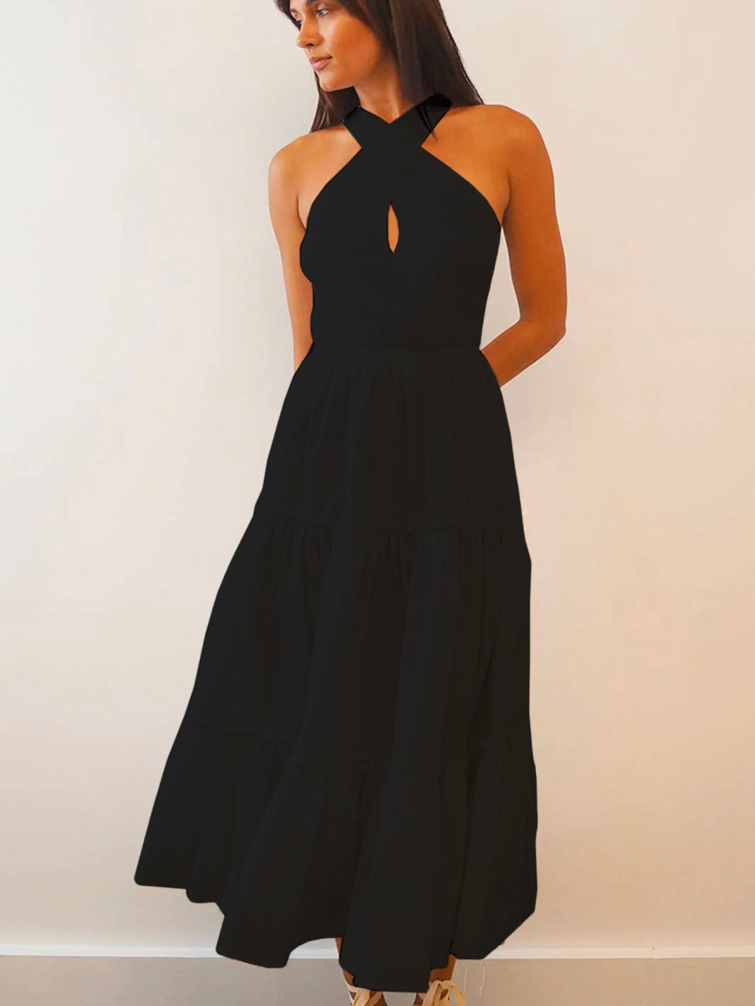 Sage Tiered Dress - Black by Central Park West | 25 South Boutiques