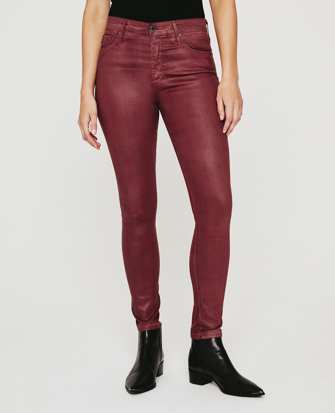 Farrah Skinny Ankle - Dark Sangria Leatherette by Adriano Goldschmied AG — alternate view