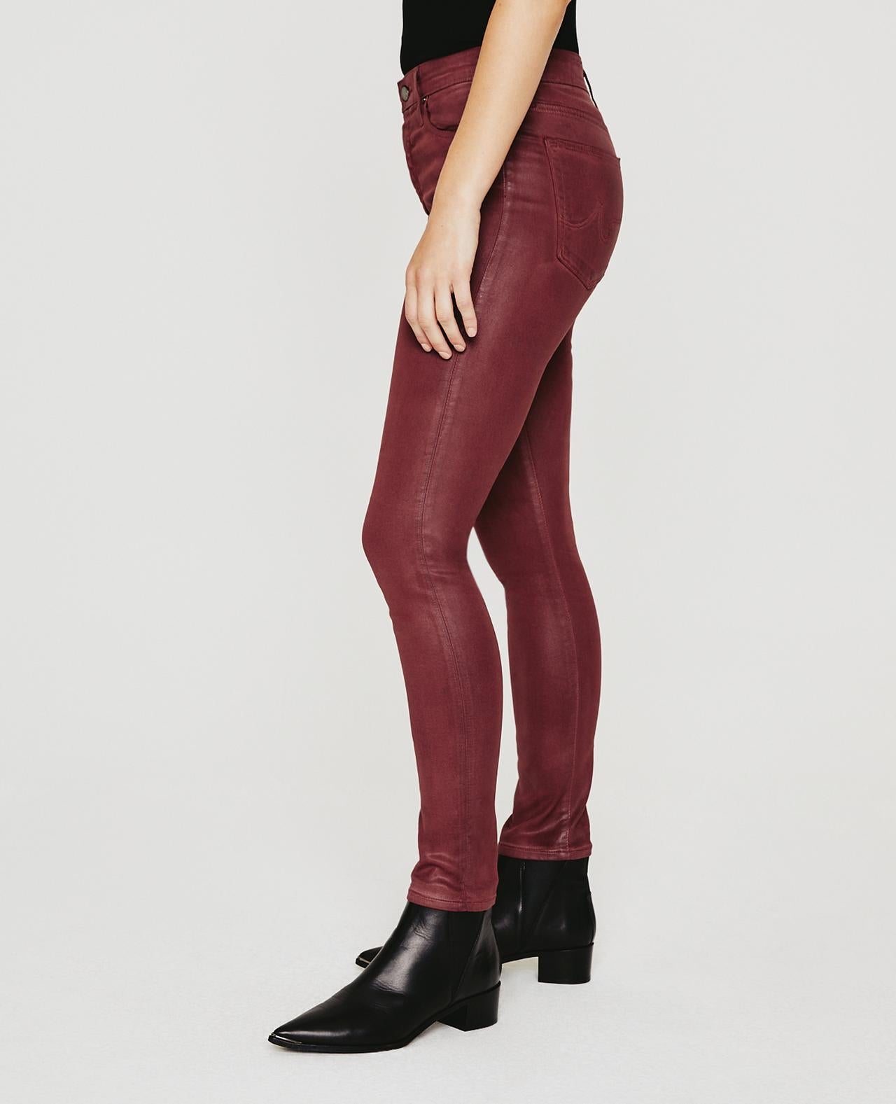 Farrah Skinny Ankle - Dark Sangria Leatherette by Adriano Goldschmied AG — view 5
