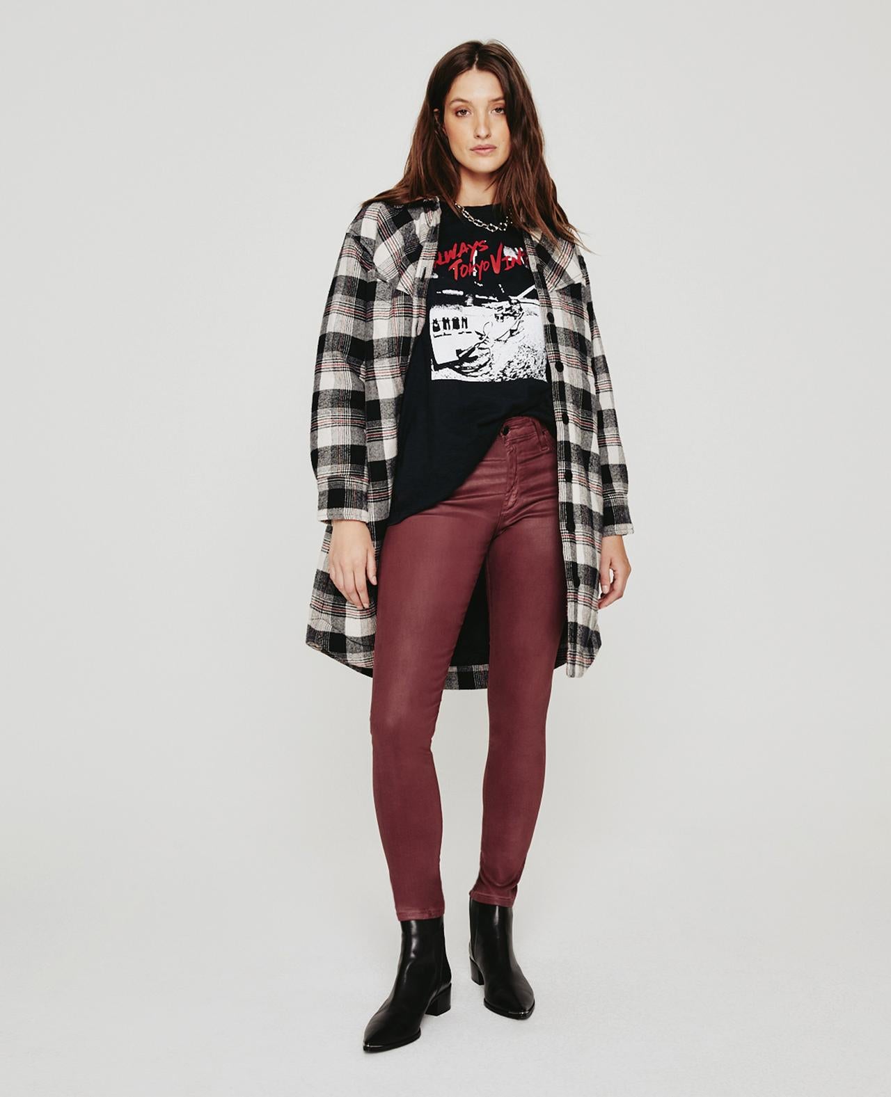 Farrah Skinny Ankle - Dark Sangria Leatherette by Adriano Goldschmied AG | 25 South Boutiques