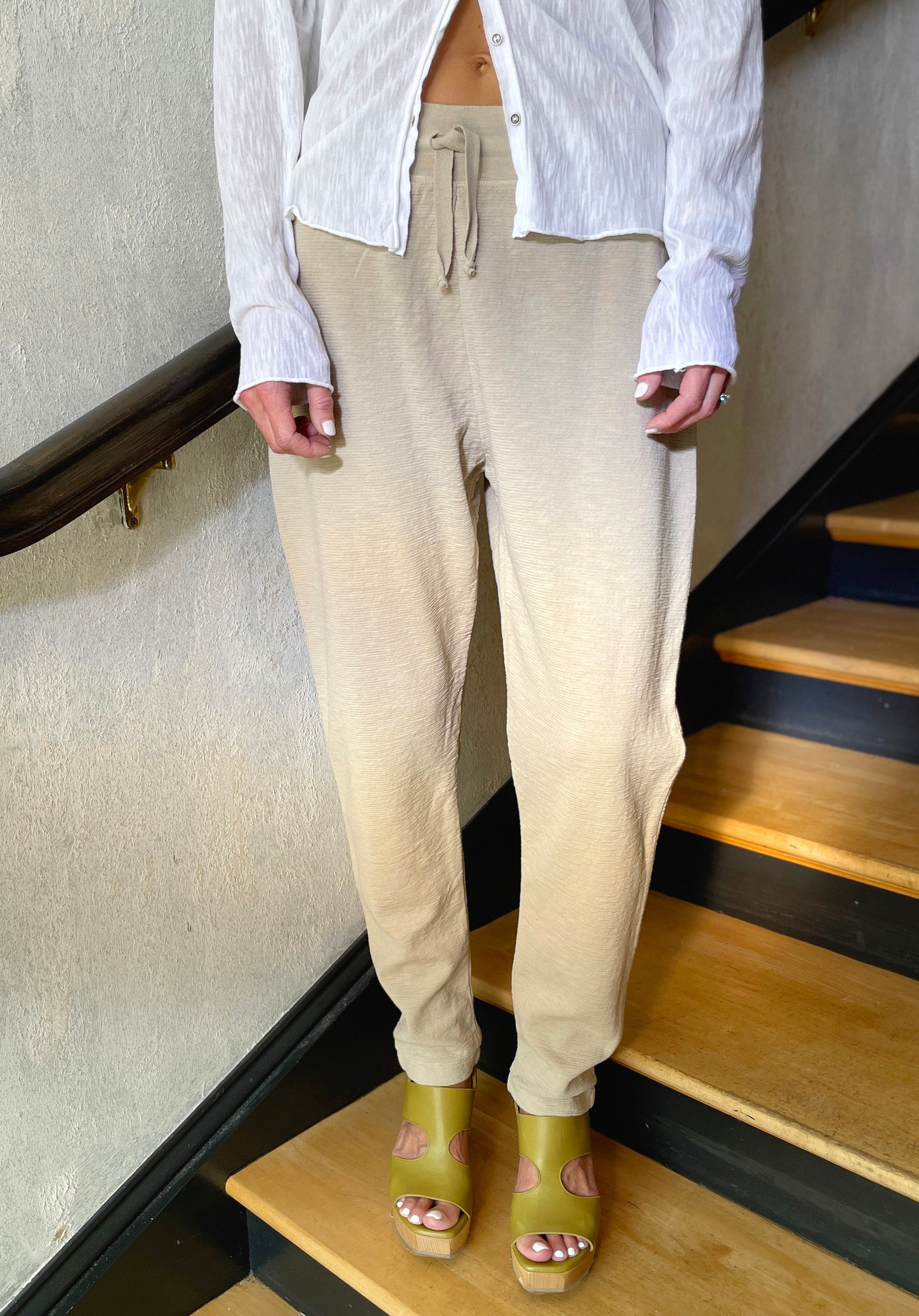 Slim Fit Shot Cotton Pants - Sand by Transit Par-Such — alternate view