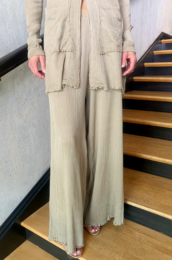 Wide Leg Pants - Beige by Transit Par-Such — alternate view