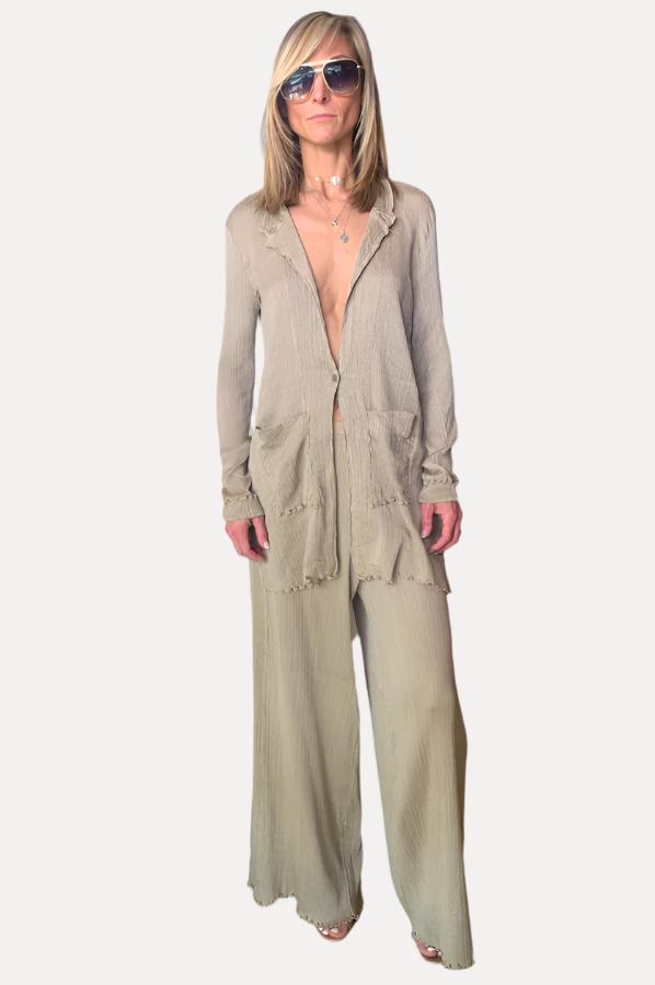 Wide Leg Pants - Beige by Transit Par-Such | 25 South Boutiques