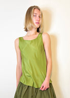 Asymmetrical Silk Tank - Grass by Susanne Bommer — view 3