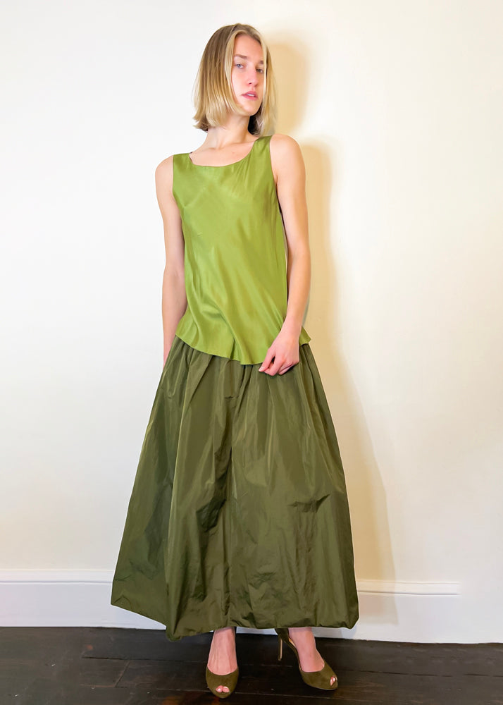 Asymmetrical Silk Tank - Grass by Susanne Bommer — alternate view