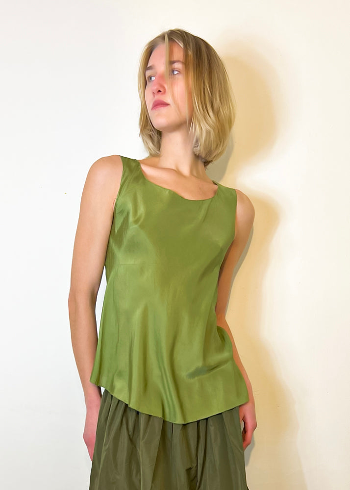 Asymmetrical Silk Tank - Grass by Susanne Bommer | 25 South Boutiques