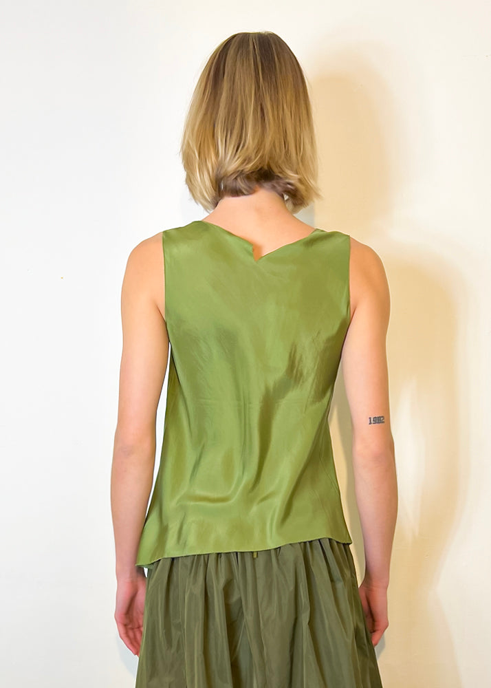 Asymmetrical Silk Tank - Grass by Susanne Bommer — view 4