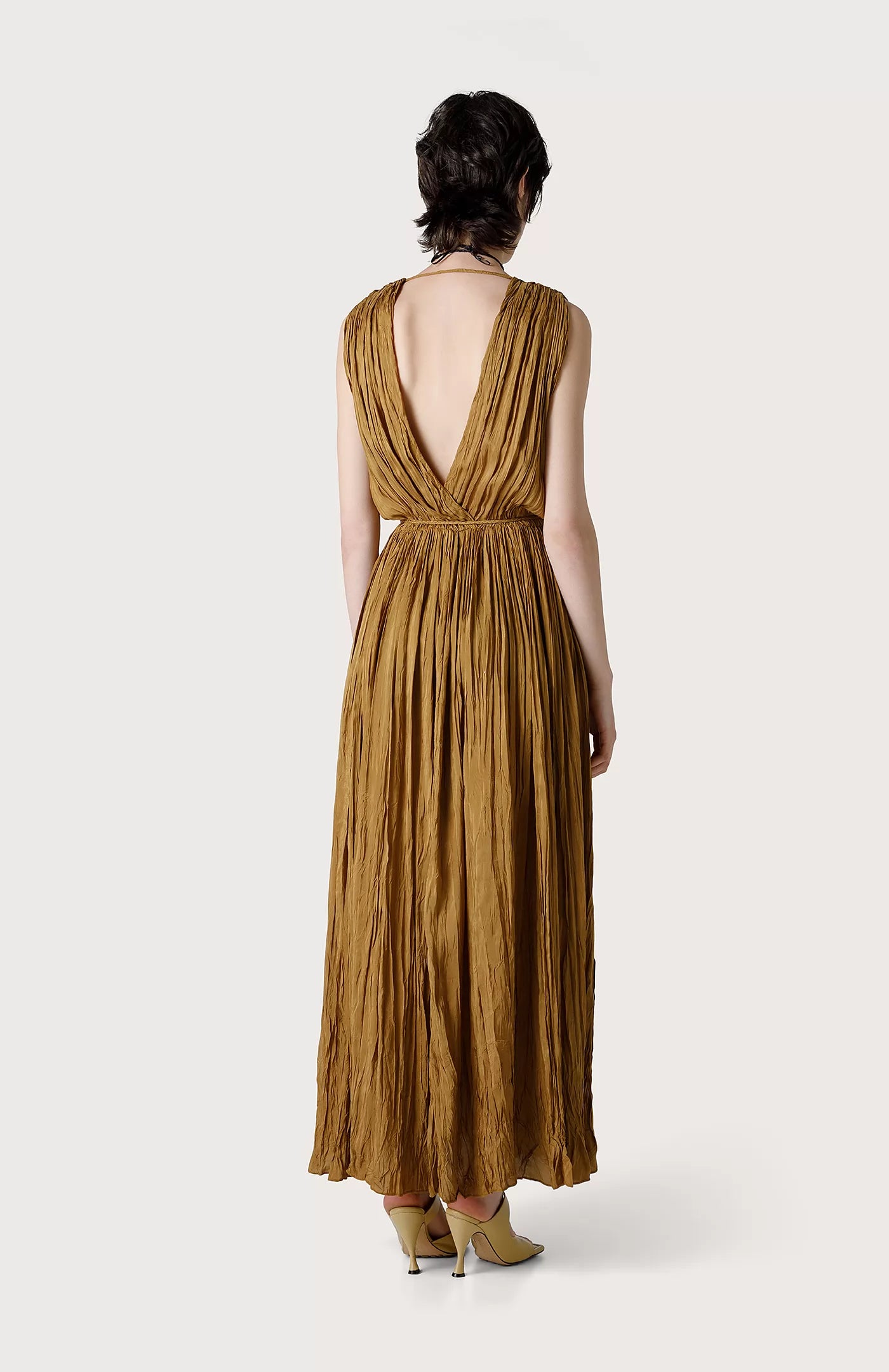 Crinkled Viscose Dress - Beige by Seventy Venezia — alternate view