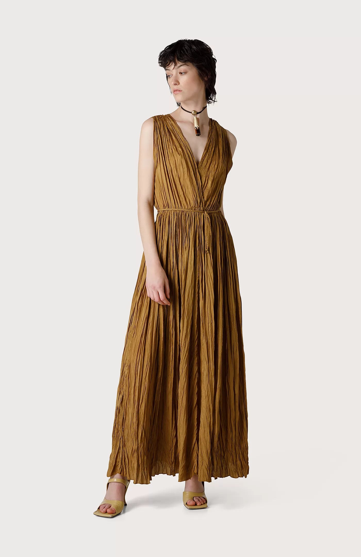 Crinkled Viscose Dress - Beige by Seventy Venezia | 25 South Boutiques