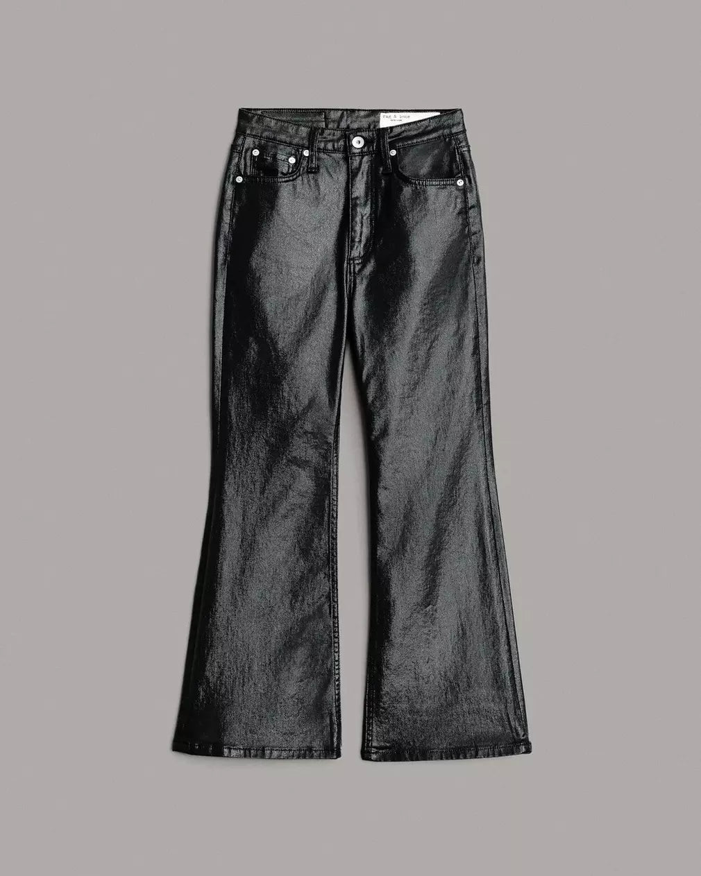 Casey Coated High Rise Ankle Flare - Black Leatherette by Rag & Bone — view 6