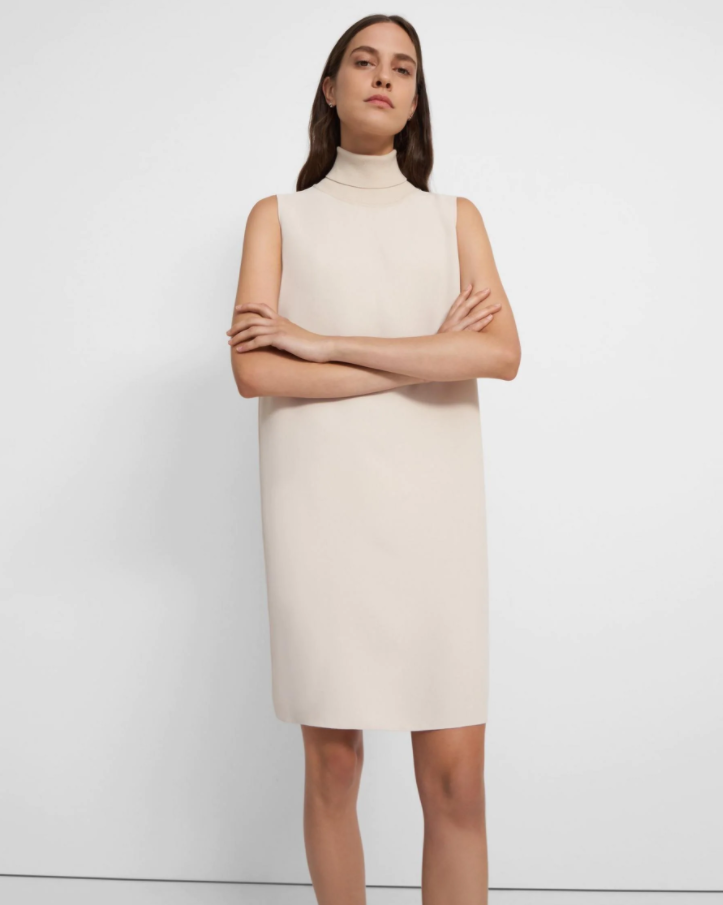 Roll Neck Dress - Golden Wheat by Theory — view 3