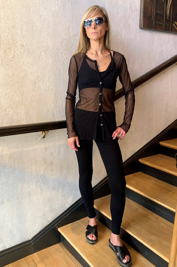 Emery Sheer Cardigan - Black by Studio B3 — alternate view