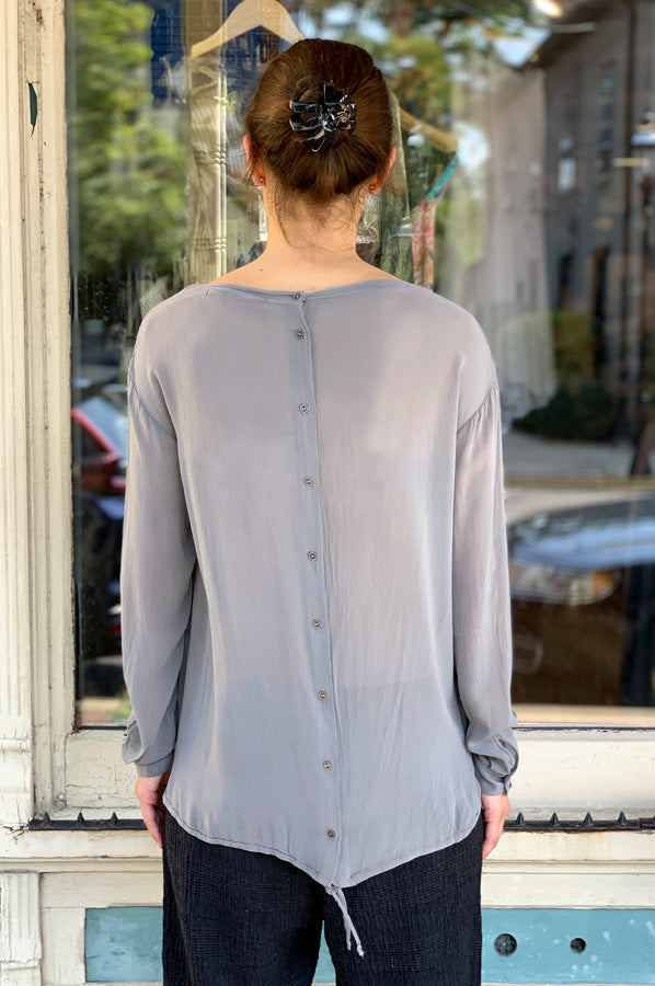 Button Down Sheer Back Blouse - Grey by Transit Par-Such — alternate view