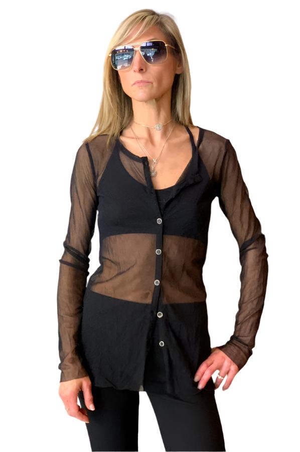 Emery Sheer Cardigan - Black by Studio B3 | 25 South Boutiques