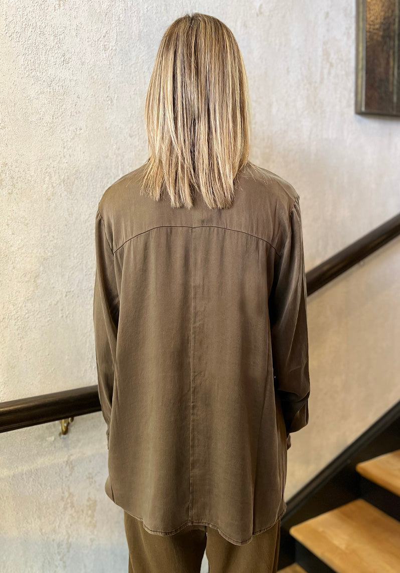 Button Down Blouse - Brown by Transit Par-Such — alternate view