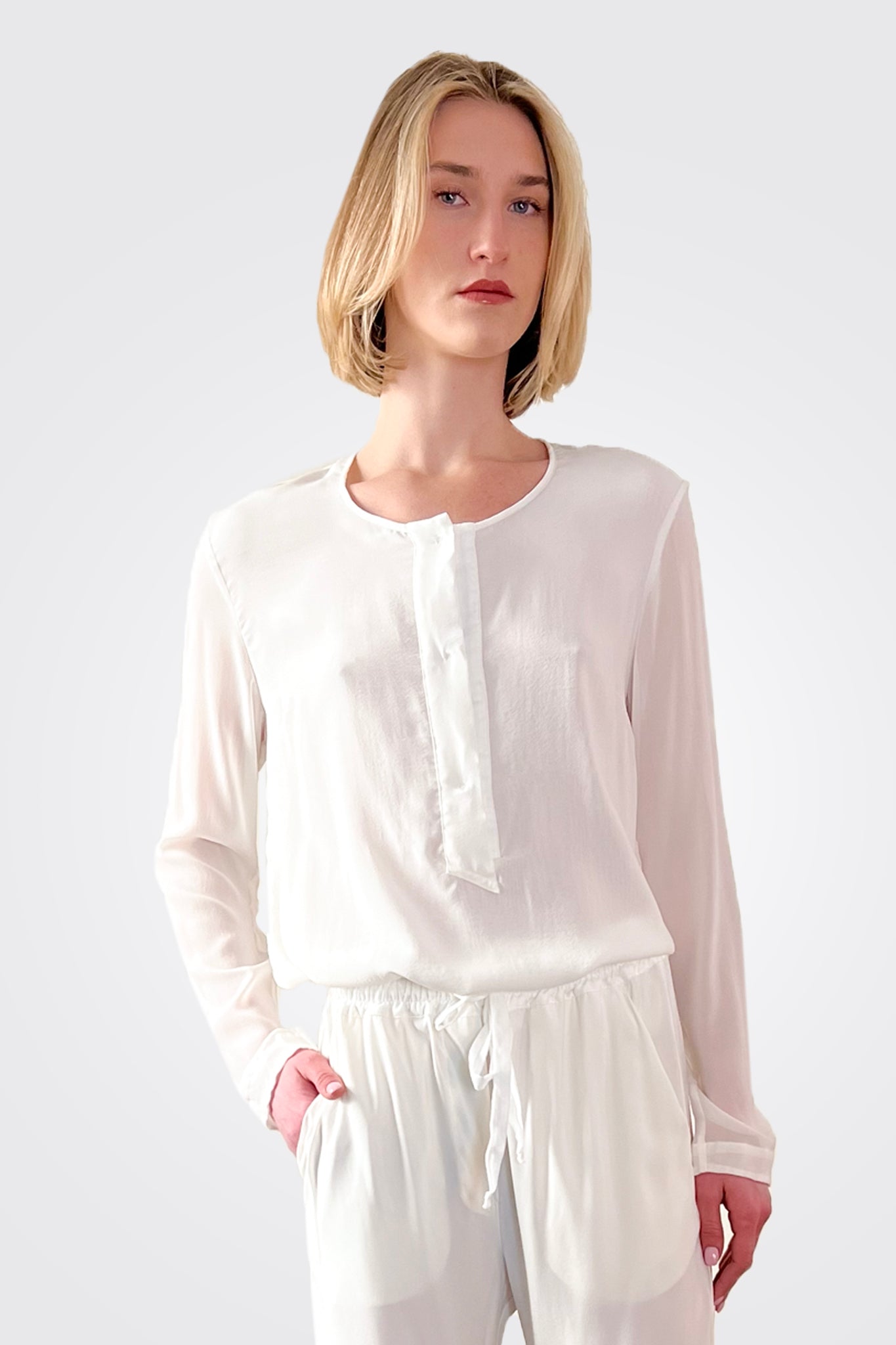 Crepe Georgette Shirt - Natural by Kristensen | 25 South Boutiques