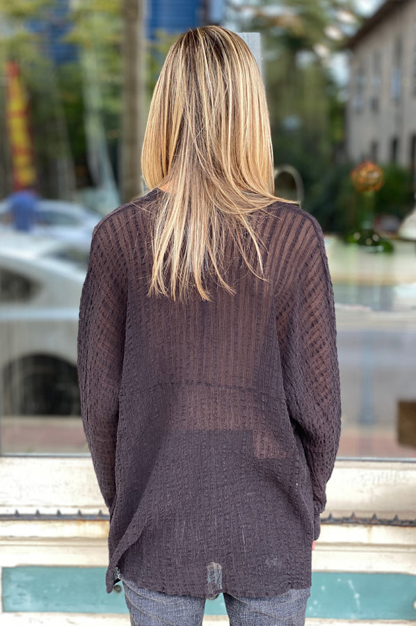 Long Sleeve 3/4 Button Down Shirt - Black by Transit Par-Such — alternate view