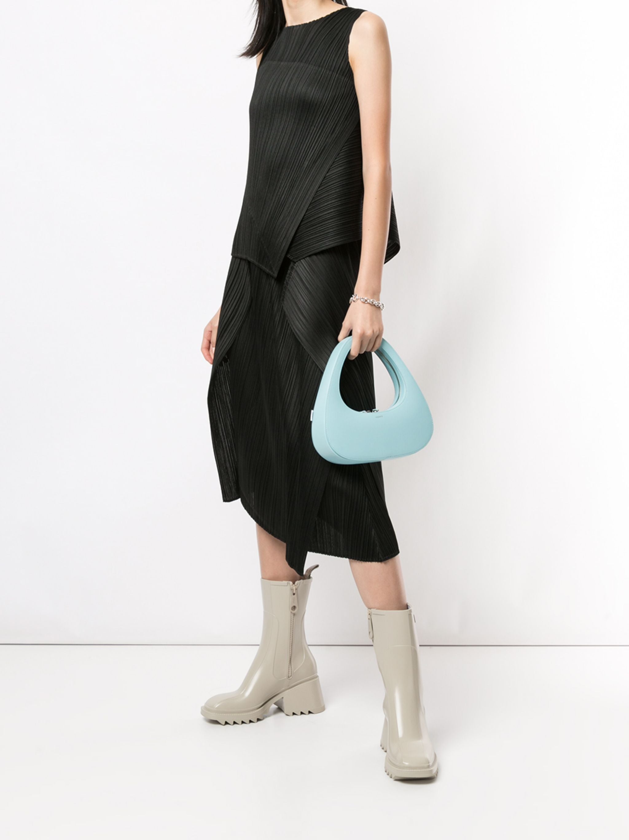 Diagonal Pleats Top - Black by Issey Miyake — view 5