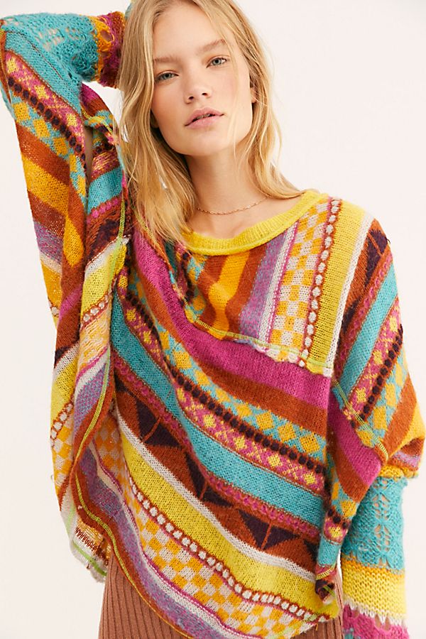December Skies Poncho - Multi by Free People | 25 South Boutiques