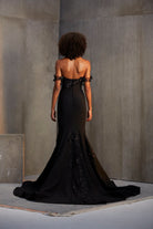 Floral Appliqué Fitted Gown - Black by Savin London — view 3
