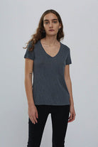 Supima Slub Jersey V Neck T Shirt - Charcoal by Stateside | 25 South Boutiques