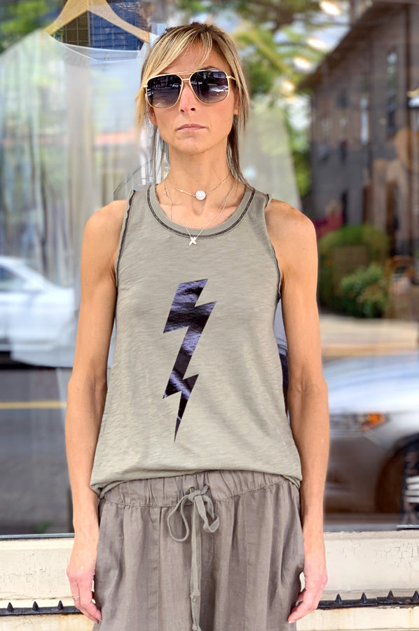 Strike Tank - Khaki by Unsweetened NY | 25 South Boutiques