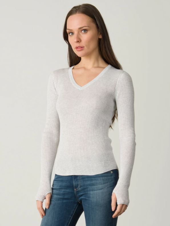 Shirttail Waffle Vee - Sugar / Cream by Margaret O'Leary | 25 South Boutiques