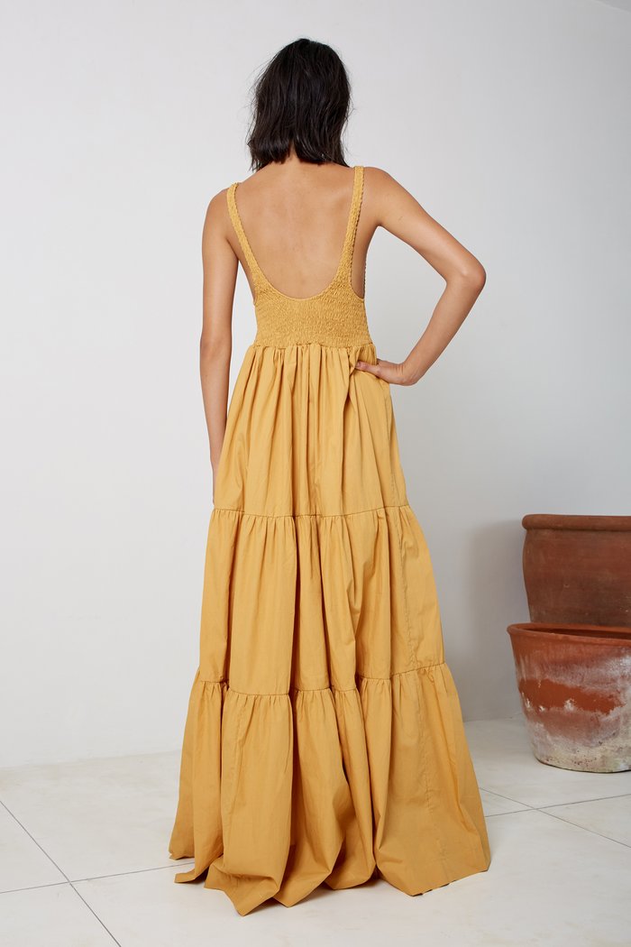 Low Back Shirred Maxi - Desert Gold by S/W/F — alternate view