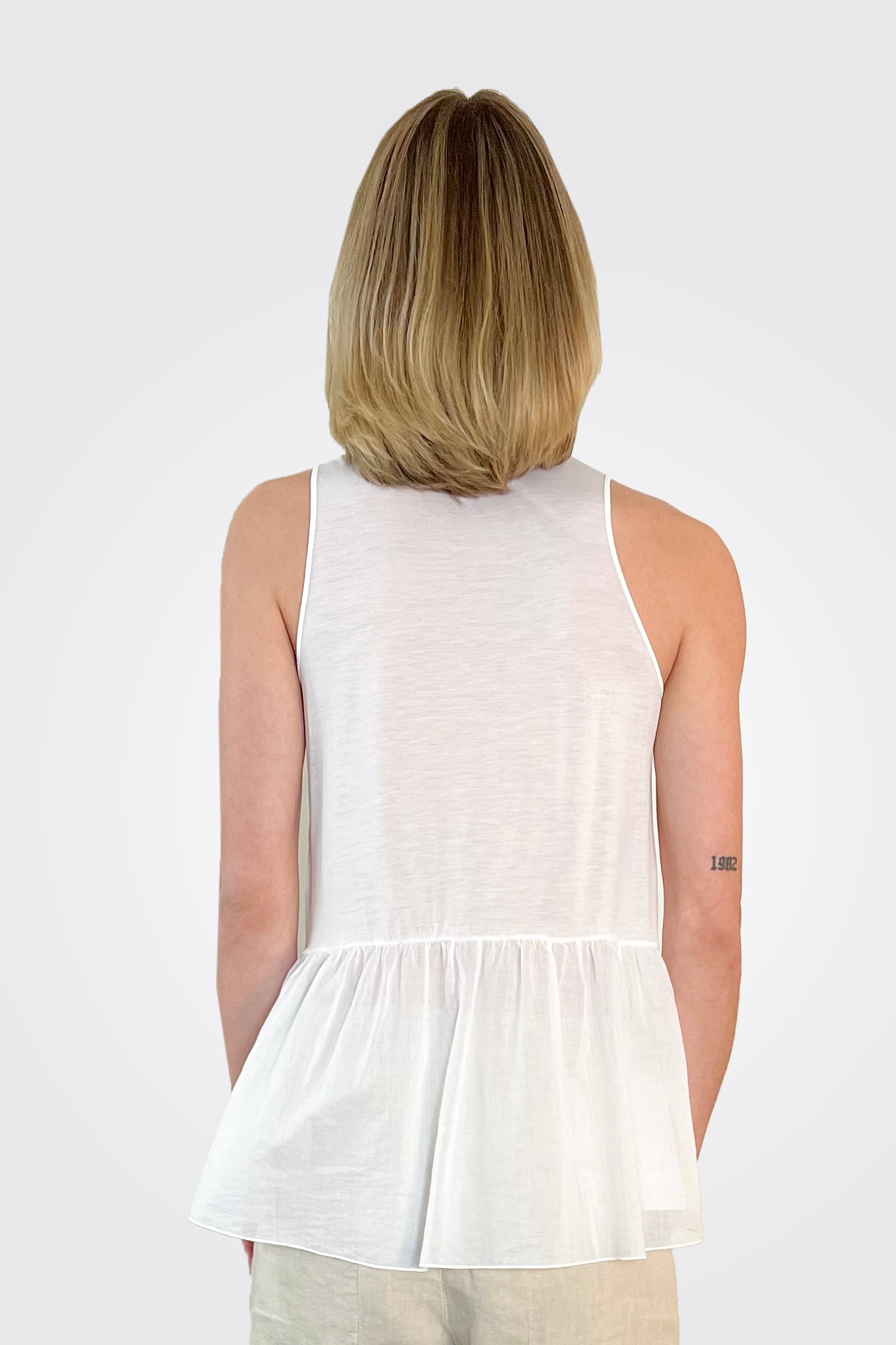 Ruffle Tiered Tank - White by Tandem — alternate view