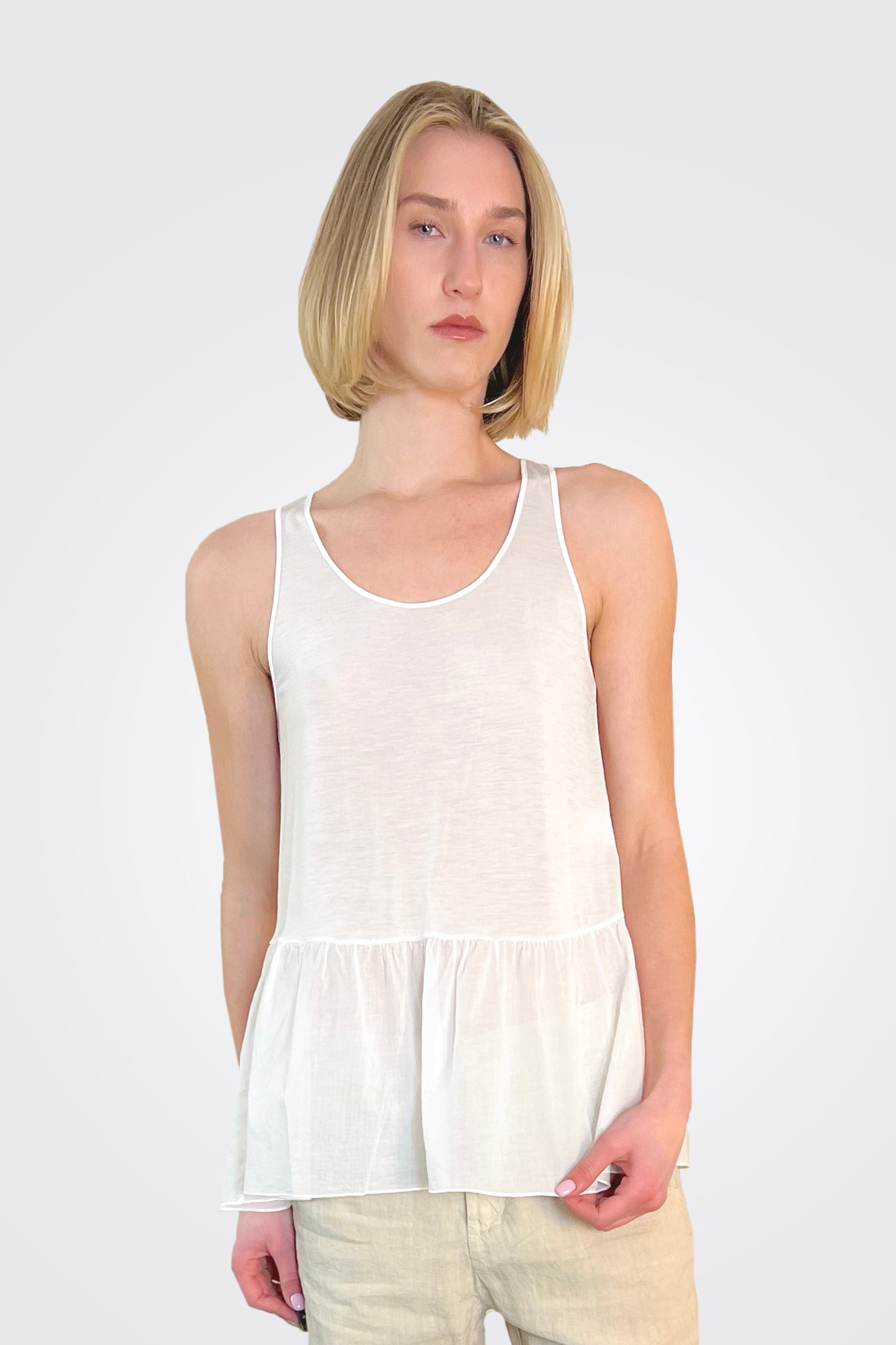 Ruffle Tiered Tank - White by Tandem | 25 South Boutiques