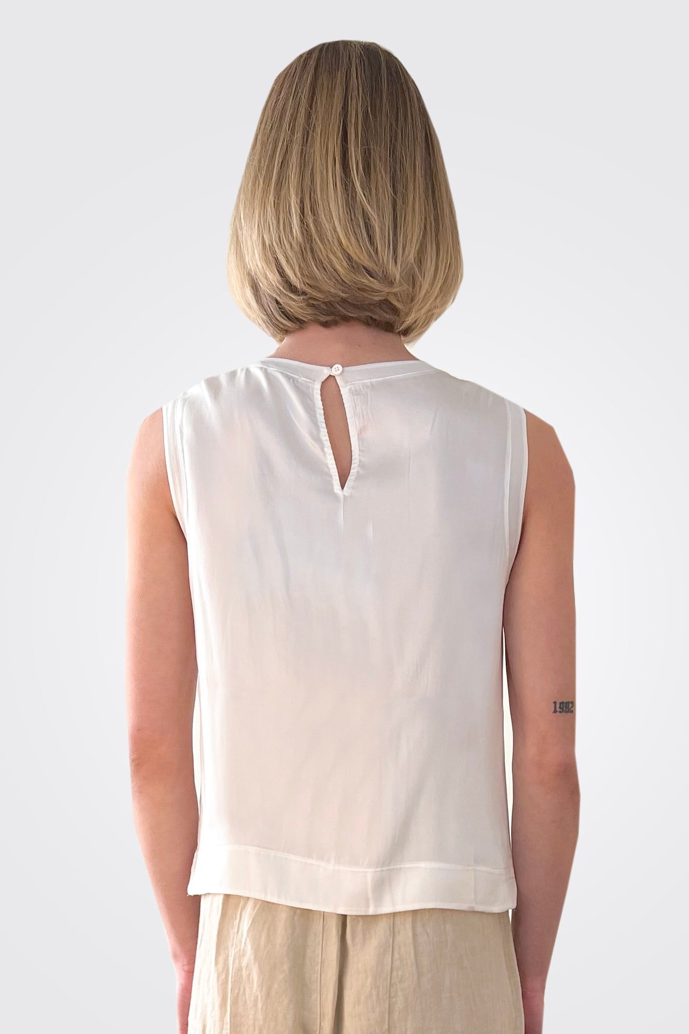 Stretch Silk Satin Tank - White by Transit Par-Such — alternate view
