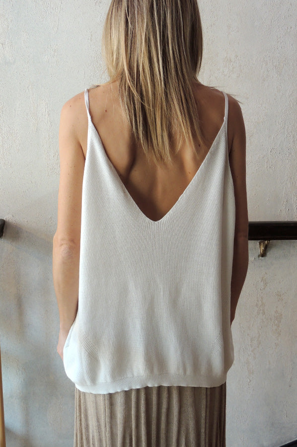 V Neck Knit Tank - White by Transit Par-Such — alternate view