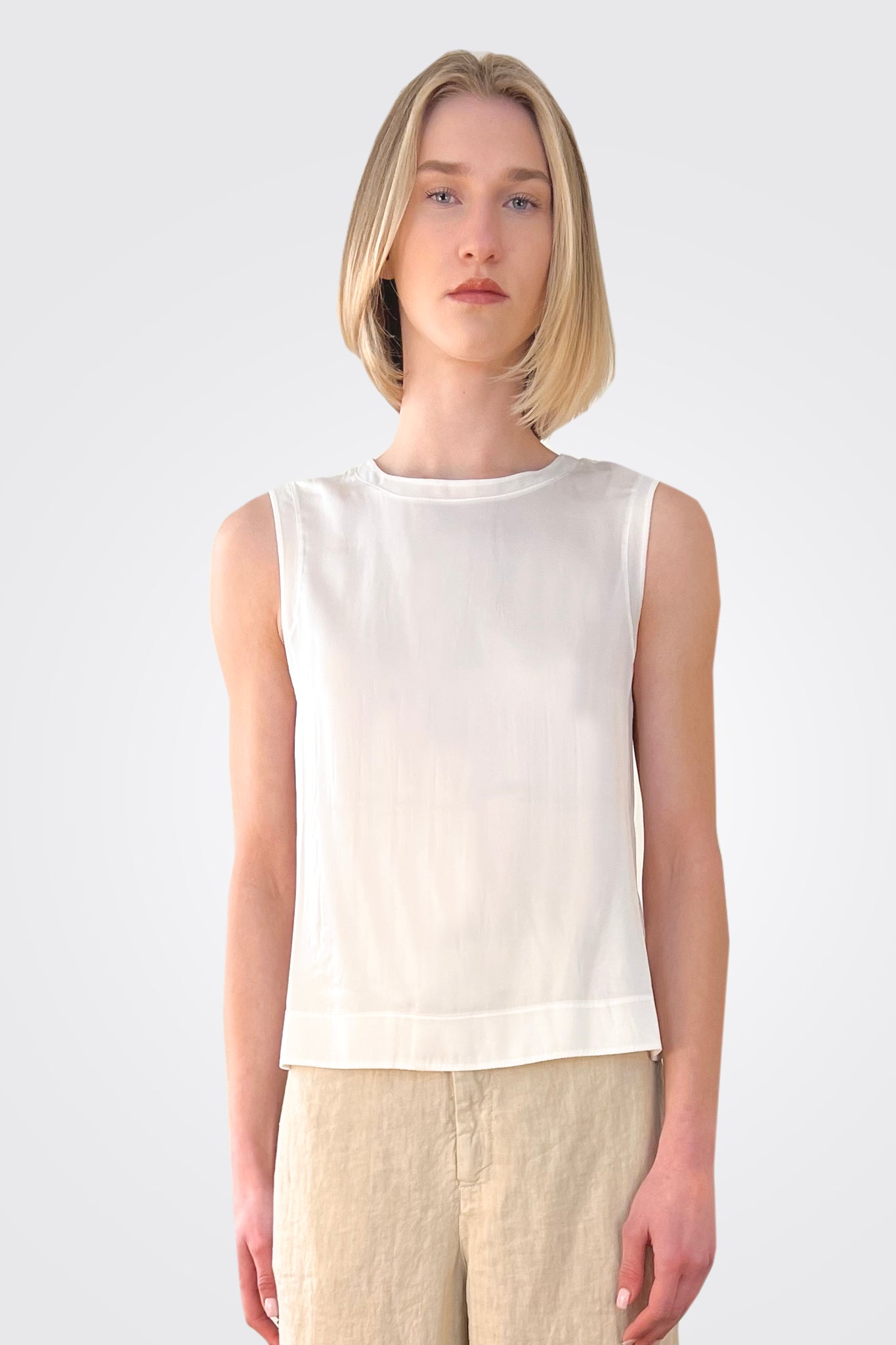 Stretch Silk Satin Tank - White by Transit Par-Such | 25 South Boutiques