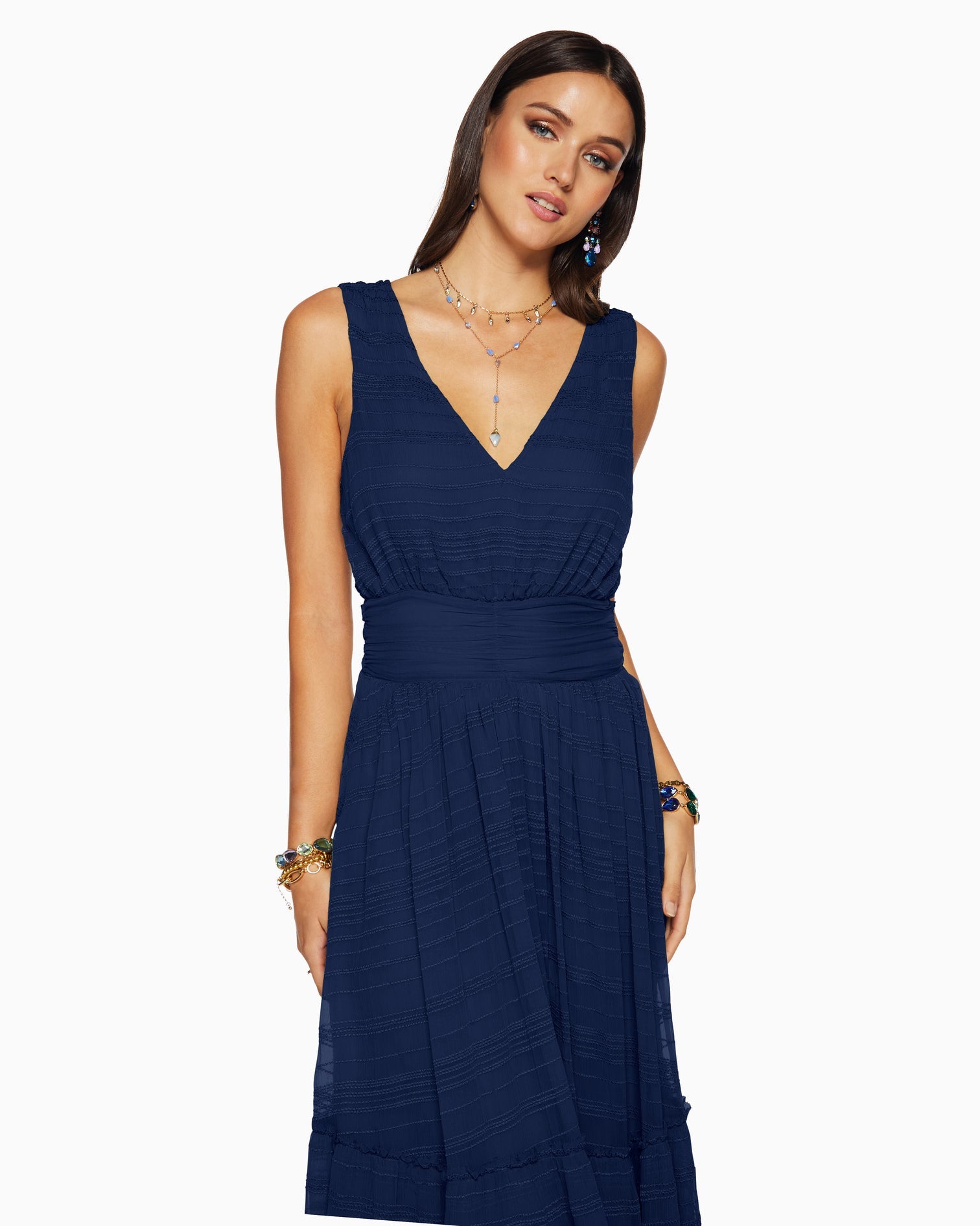 Tate Tiered Maxi Dress - Navy by Ramy Brook — view 3