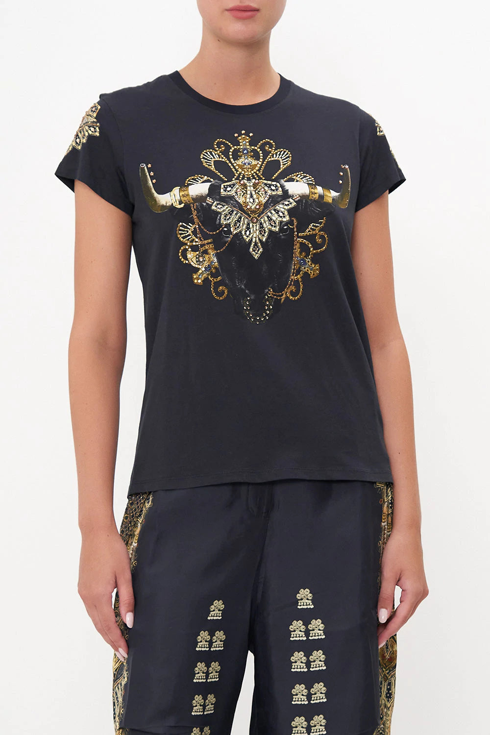 Slim Fit Round Neck Tee - Its All Over Torero by Camilla | 25 South Boutiques