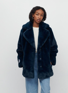Heather Faux Fur Coat - Teal by Jakke | 25 South Boutiques